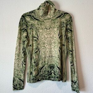 Y2K Neiman Marcus Green and Black Cashmere Sweater